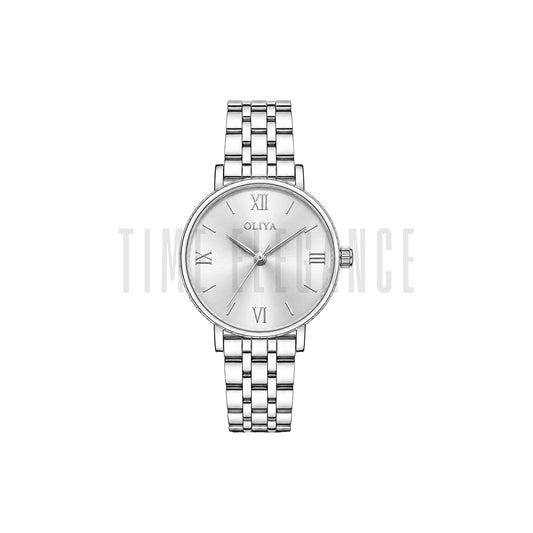 OLIYA 5209 Women's Luxury Silver Dial Quartz Watch – Full Silver Stainless Steel Bracelet