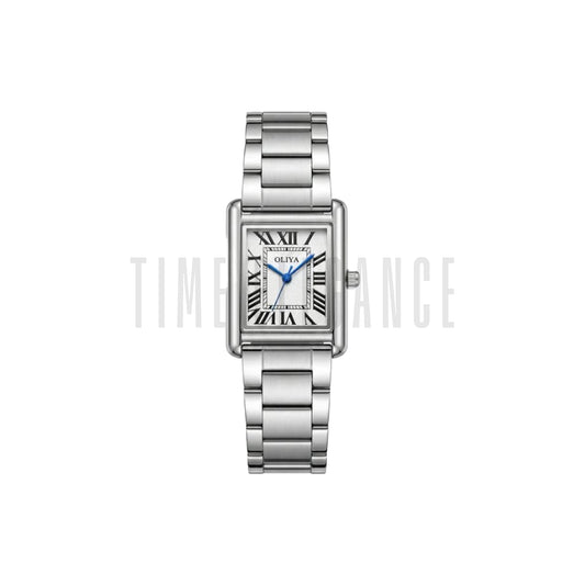 OLIYA 6862 Women’s Silver Quartz Watch – Elegant Rectangular Stainless Steel Wristwatch