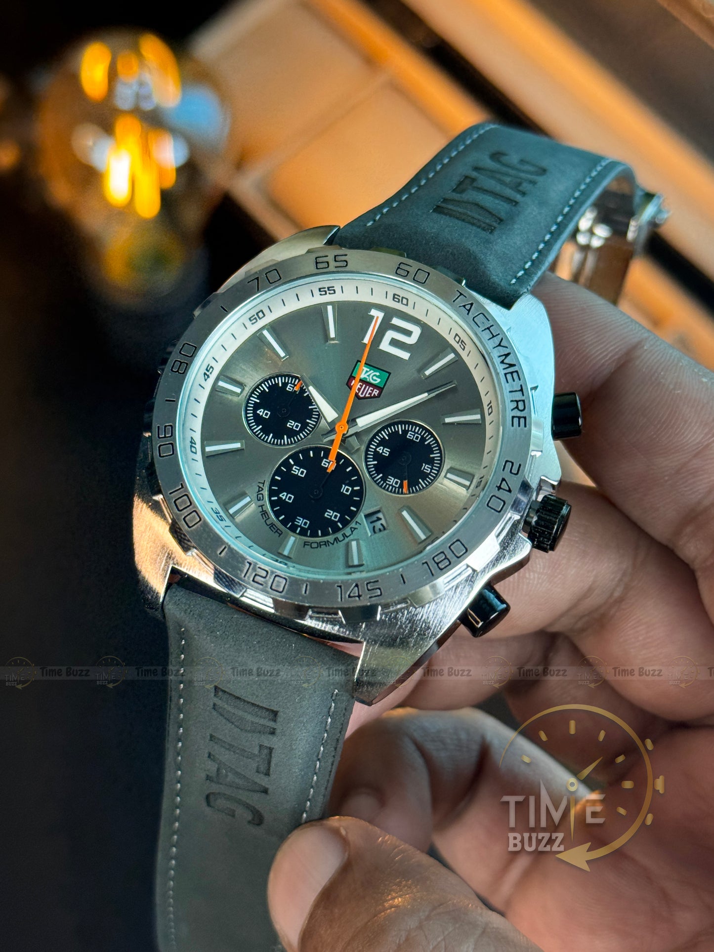 TAG Heuer Formula 1 Chronograph Men’s Watch – Grey Dial & Grey Leather Strap