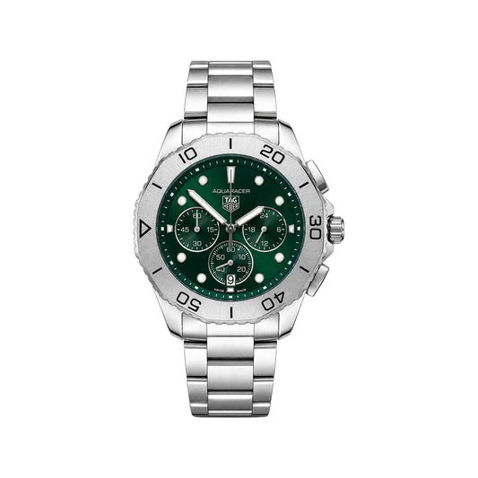 Tag Heuer Emerald Green Chronograph Men’s Watch with Stainless Steel Bracelet