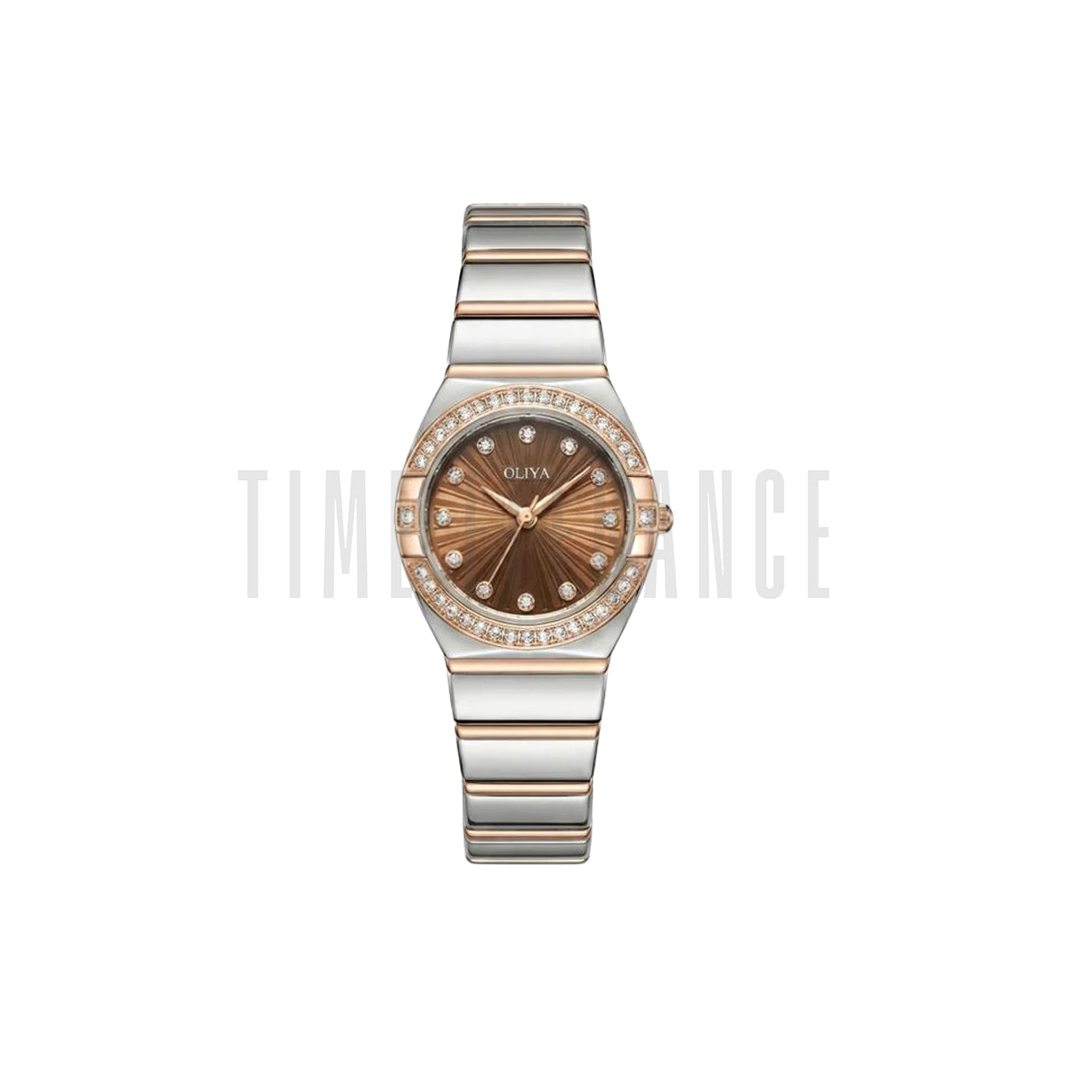 OLIYA 990 Women’s Luxury Diamond Watch Brown Dial– Stainless Steel Designer Bling Wristwatch