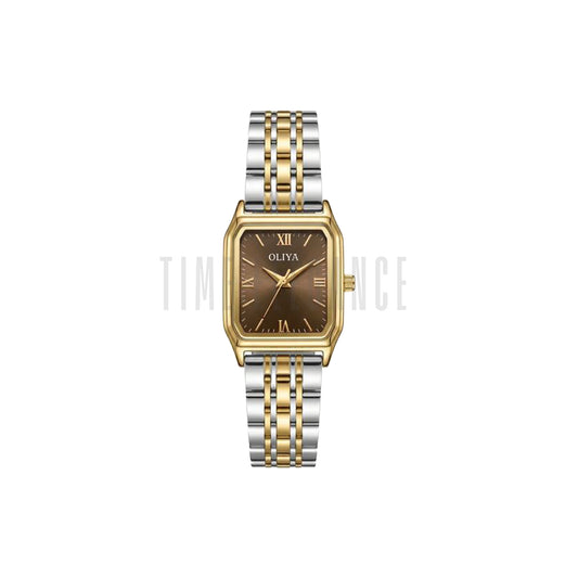 OLIYA 899 Women’s Luxury Square Quartz Watch Brown Dial– Simple Scale Fashion Wristwatch