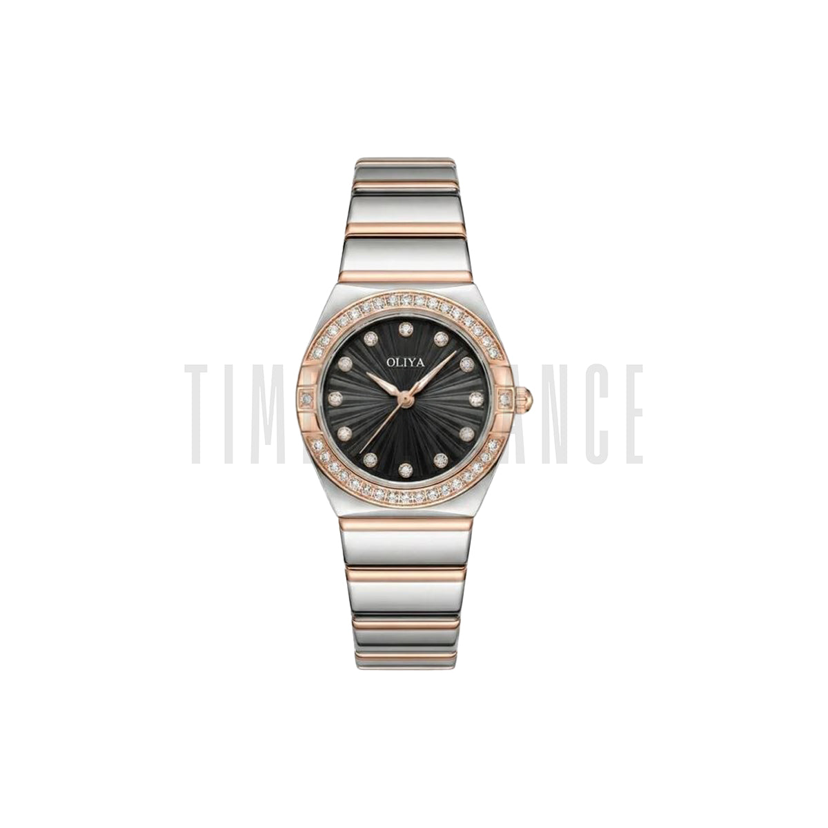OLIYA 990 Women’s Luxury Diamond Watch Black Dial– Stainless Steel Designer Bling Wristwatch