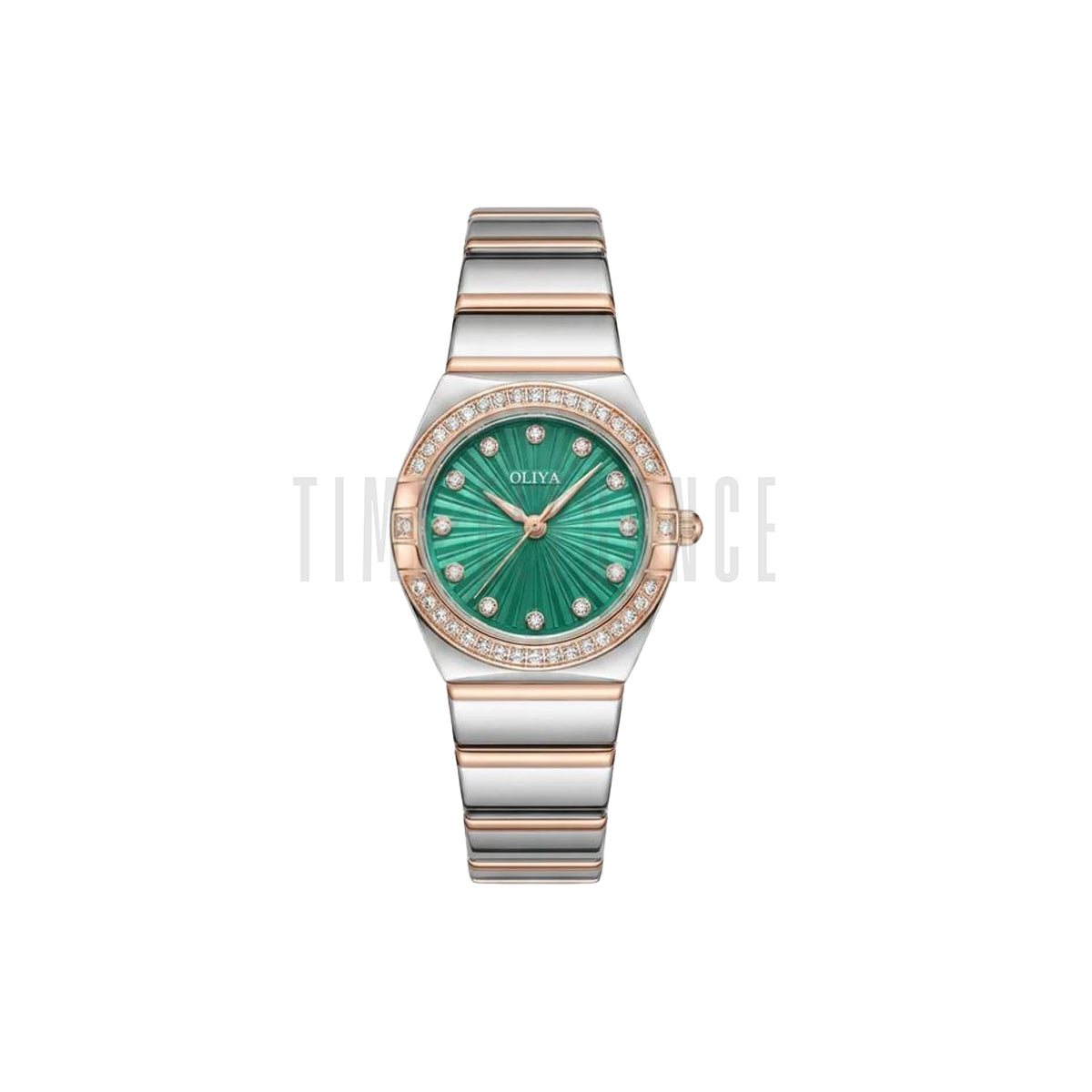 OLIYA 990 Women’s Luxury Diamond Watch Green Dial– Stainless Steel Designer Bling Wristwatch