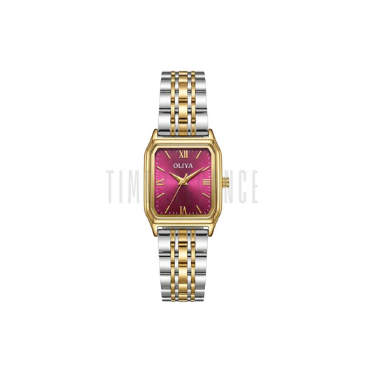 OLIYA 899 Women’s Luxury Square Quartz Watch Red Dial– Simple Scale Fashion Wristwatch