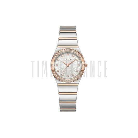 OLIYA 990 Women’s Luxury Diamond Watch White Dial– Stainless Steel Designer Bling Wristwatch