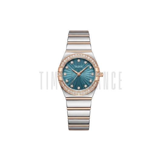OLIYA 990 Women’s Luxury Diamond Watch Blue Dial– Stainless Steel Designer Bling Wristwatch