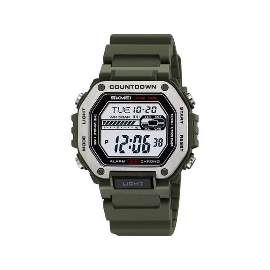SKMEI 2522 Men’s Sport Digital Watch Army Green– Chrono Military Date Electronic Wristwatch