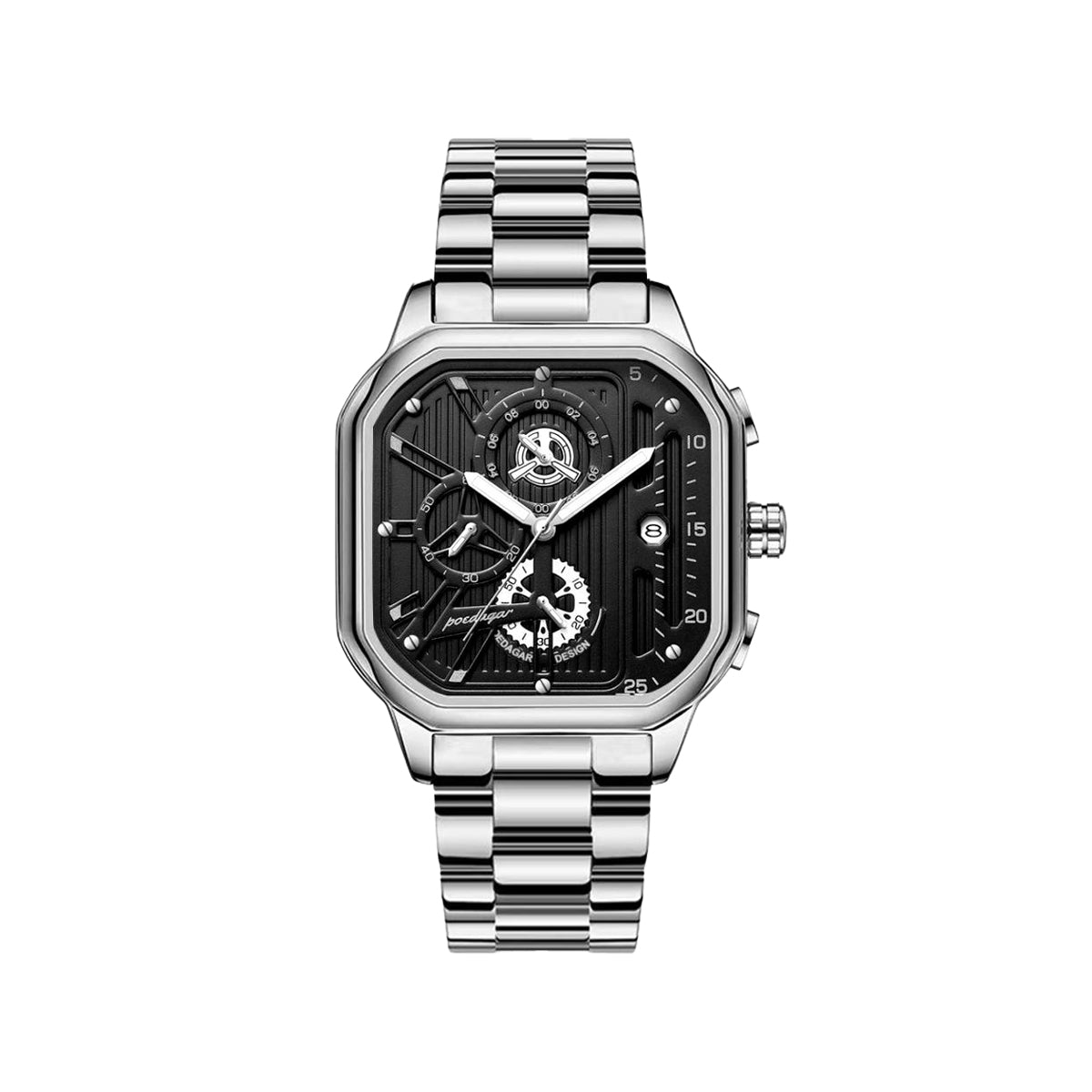 Poedagar 628-Men’s silver Luminous Chronograph Watch