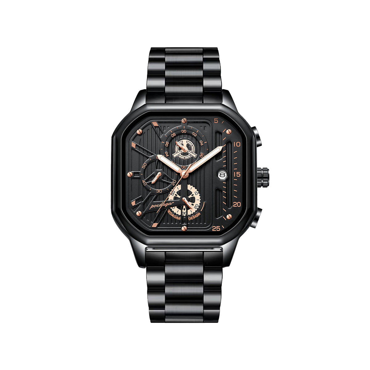 Poedagar 628-Men’s Black Luminous Chronograph Watch