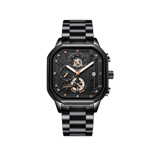 Poedagar 628-Men’s Black Luminous Chronograph Watch
