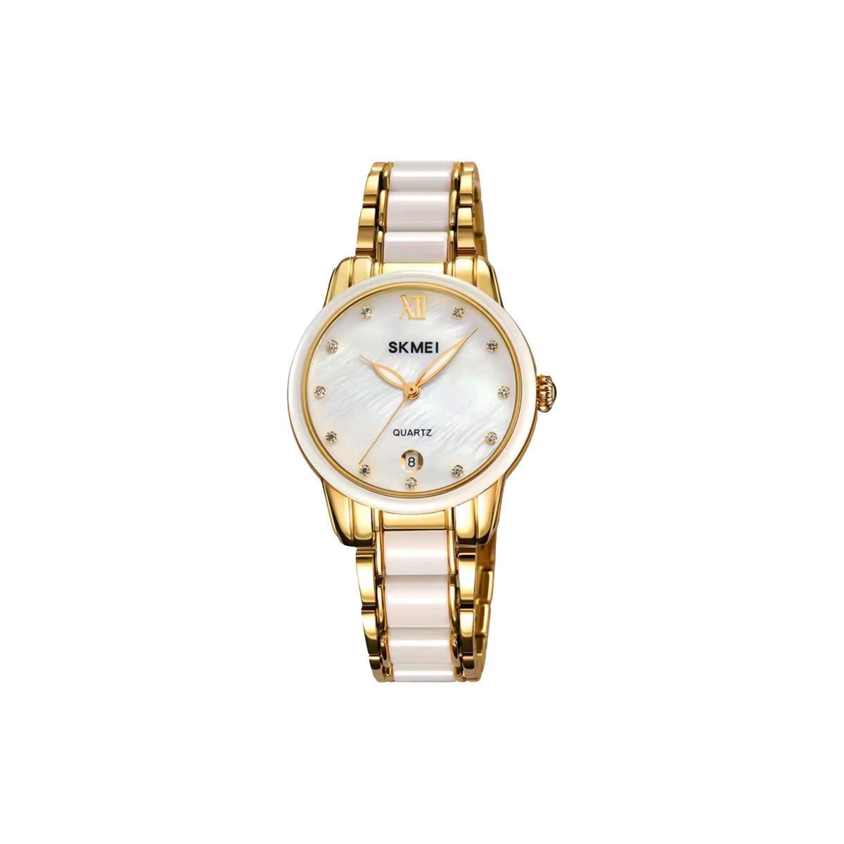 SKMEI 2175 Women’s Golden Quartz Watch – Elegant Alloy Bracelet Ladies Watch