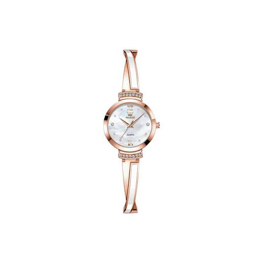 OLEVS 7140 Women’s Luxury Diamond Quartz Watch White Dial– Ceramic Band, Luminous & Waterproof