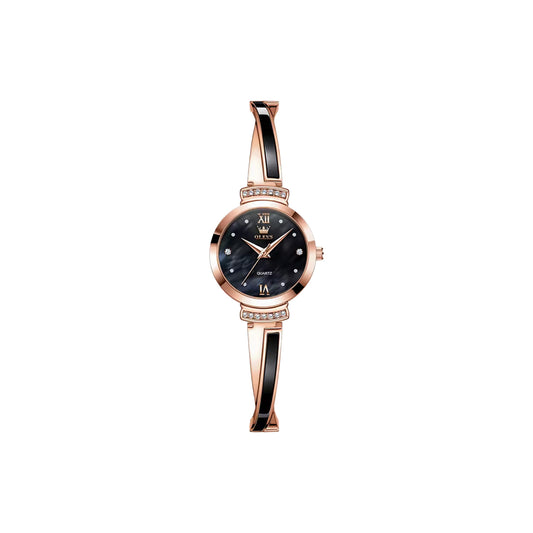 OLEVS 7140 Women’s Luxury Diamond Quartz Watch Black Dial– Ceramic Band, Luminous & Waterproof