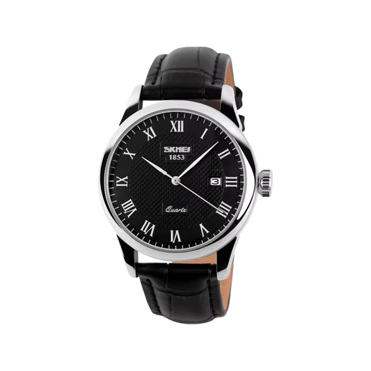SKMEI 9058 Men’s Luxury Quartz Watch Black – Leather Strap Business Custom Logo Wristwatch