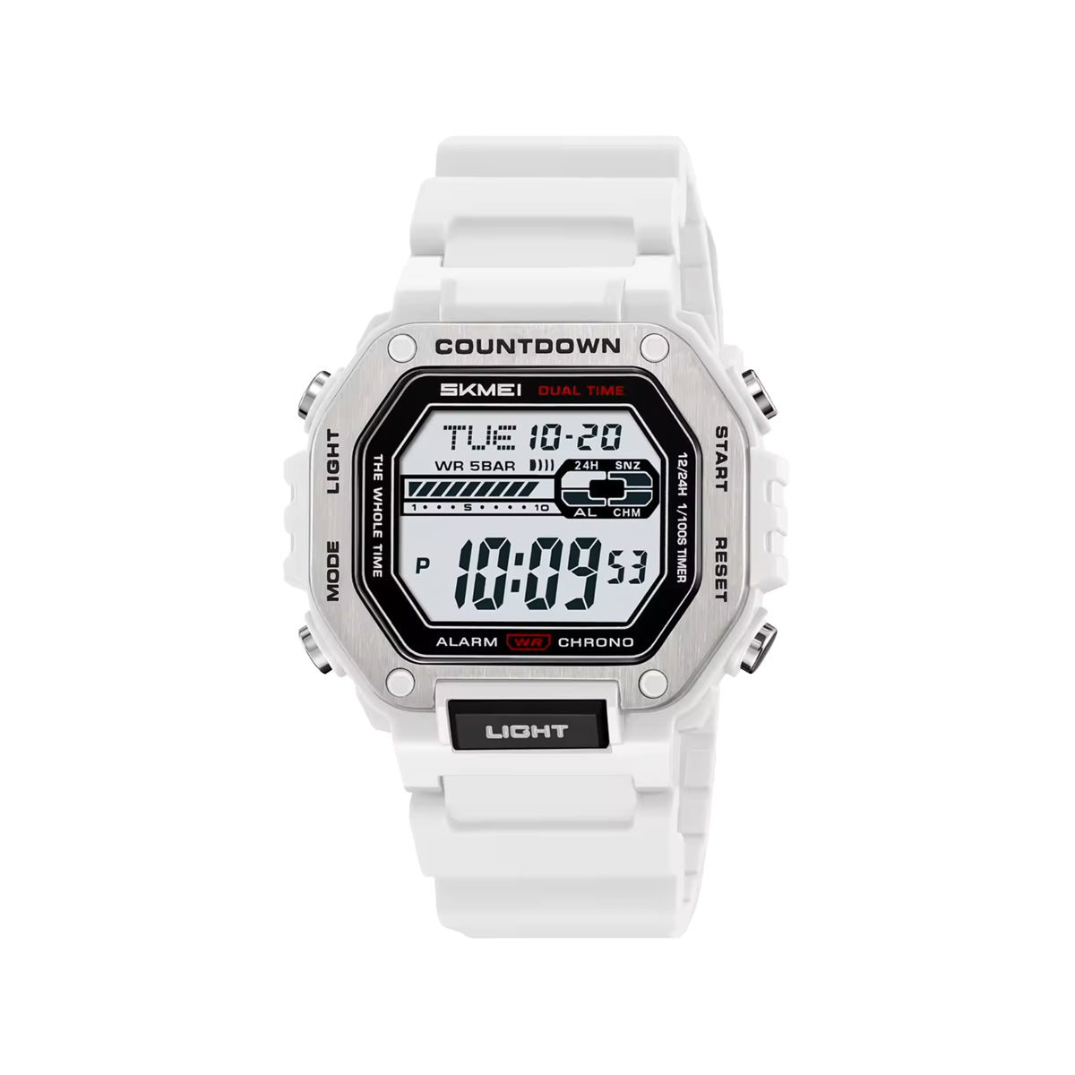 SKMEI 2522 Men’s Sport Digital Watch White– Chrono Military Date Electronic Wristwatch
