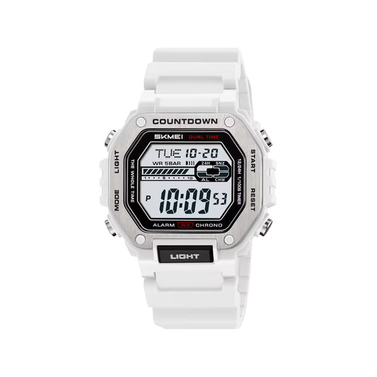 SKMEI 2522 Men’s Sport Digital Watch White– Chrono Military Date Electronic Wristwatch