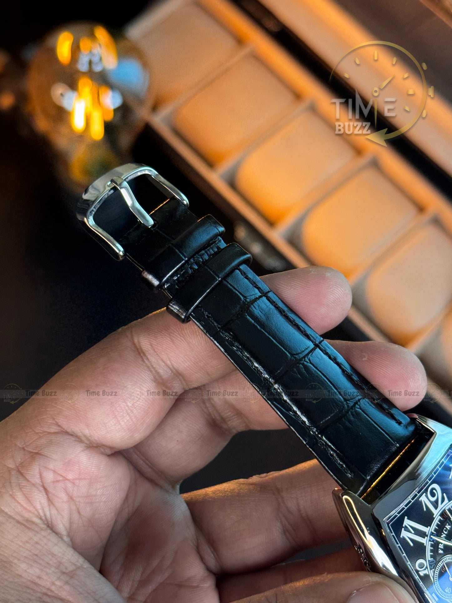 Franck Muller V45 Curvex Chronograph Men’s Watch – Black Dial & Black Leather Strap