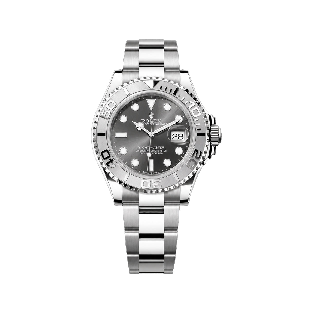 Yacht-Master Style Men’s Black Dial Quartz Watch – Silver Bezel & Stainless Steel Bracelet