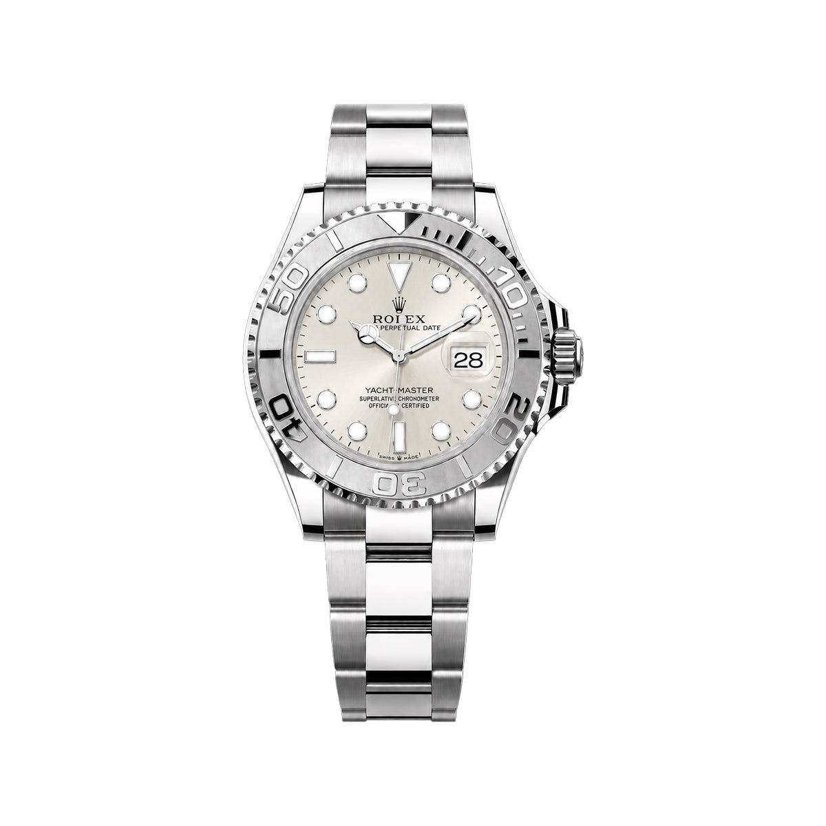 Yacht-Master Style Men’s Ash Dial Quartz Watch – Silver Bezel & Stainless Steel Bracelet