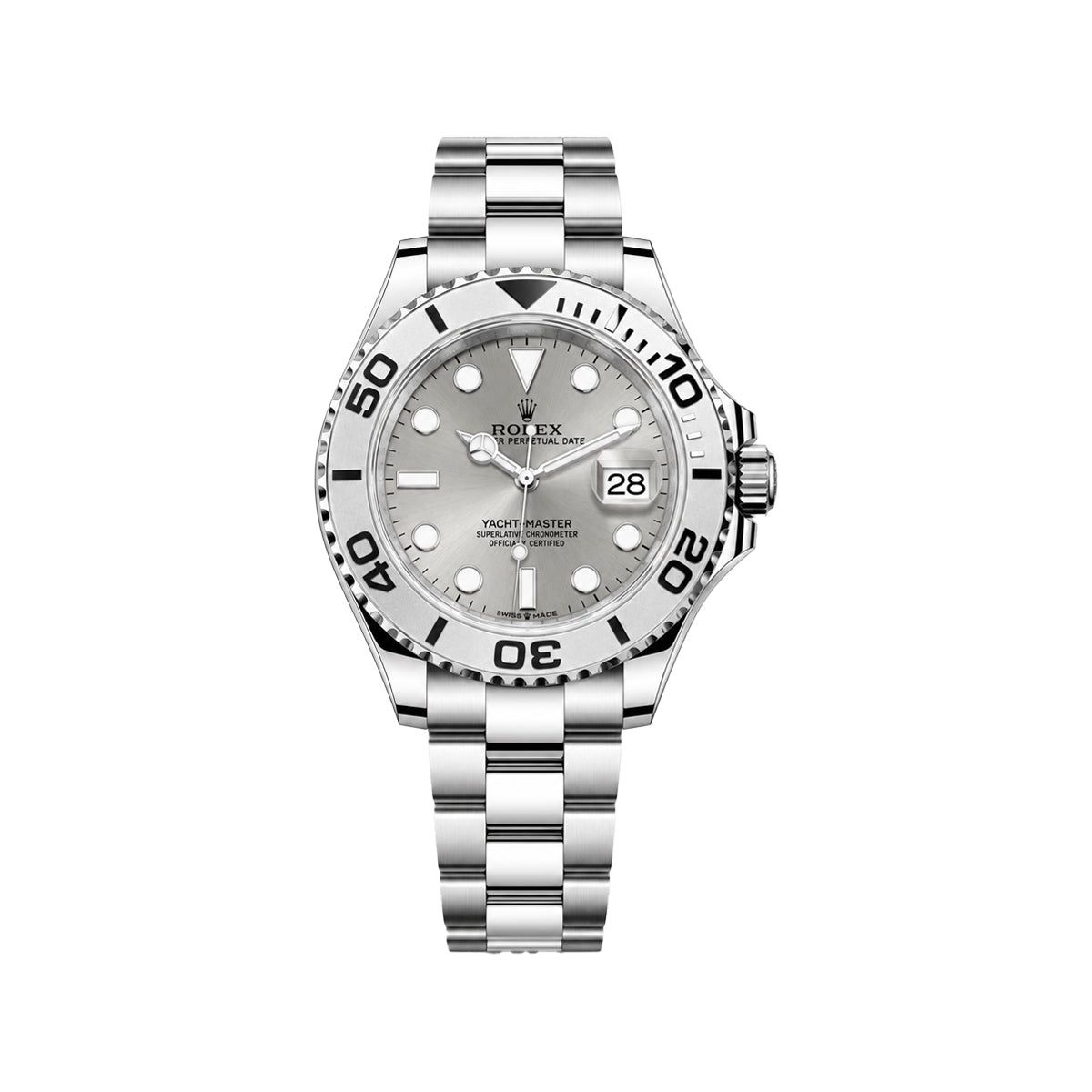 Yacht-Master Style Men’s Ash Dial Quartz Watch – Silver Bezel & Stainless Steel Bracelet