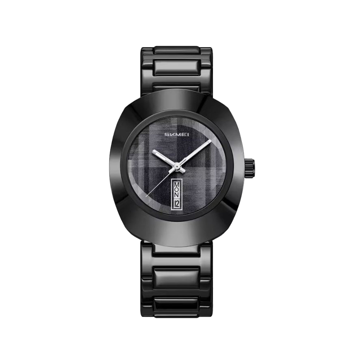 SKMEI 9410 Men’s Retro Oval Quartz Watch Full Black– Day Date