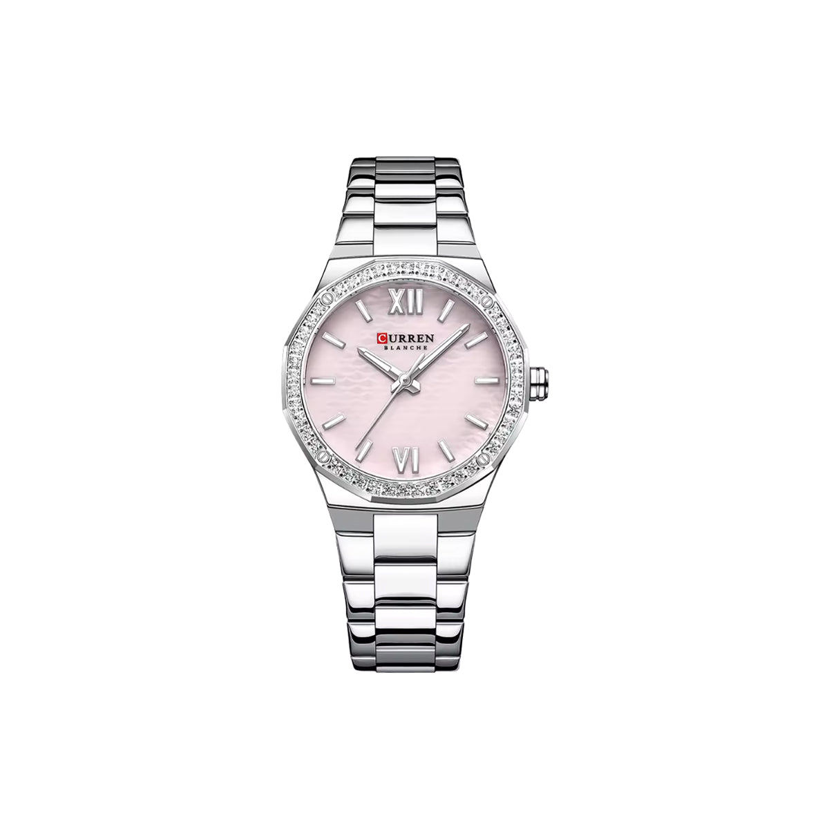 CURREN 9103 Women’s Elegant Quartz Watch Silver Pink – Oval Case, Luminous Hands & Stainless Steel Bracelet