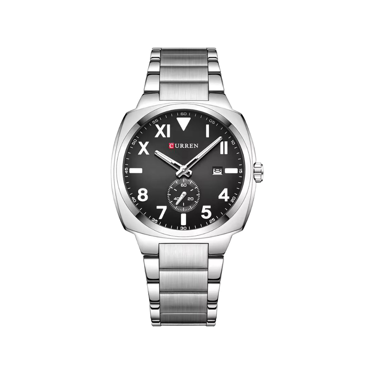 CURREN 8472 Men’s Black Dial Watch – Silver Stainless Steel Bracelet