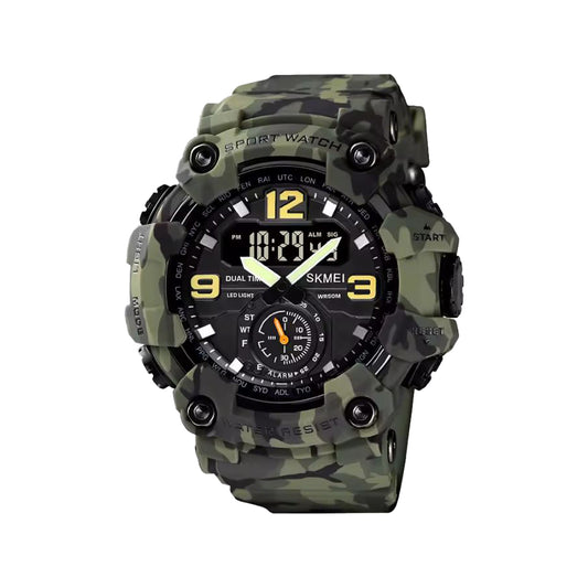 SKMEI 1637 Men’s Analog Digital Sports Watch Camouflage Green– 50M Waterproof