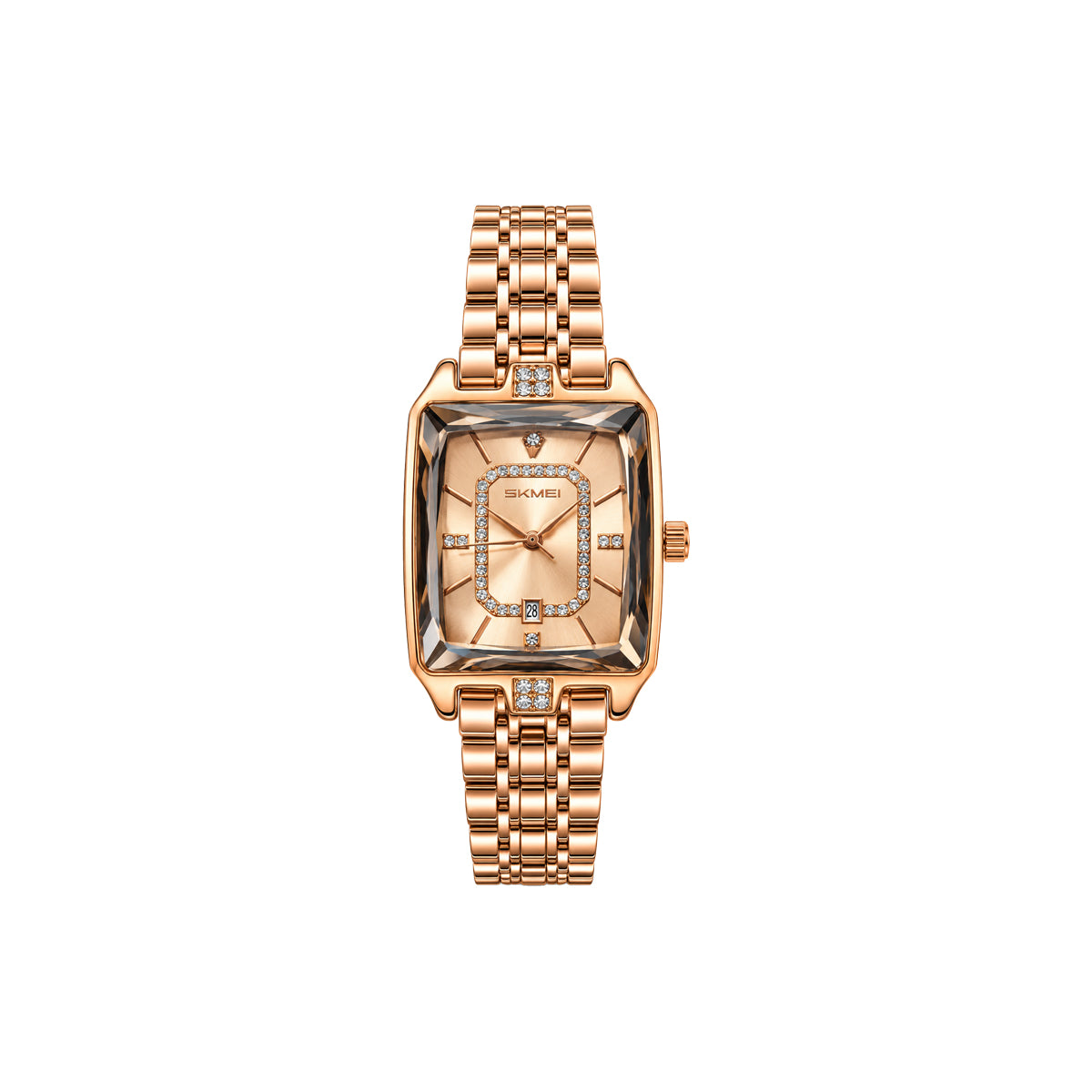 SKMEI 2781 Women’s Elegant Quartz Watch Rose Dial– Stainless Steel Bracelet, Date Display