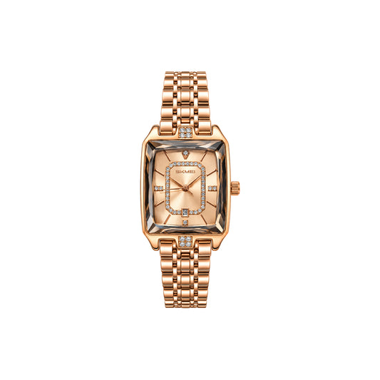SKMEI 2781 Women’s Elegant Quartz Watch Rose Dial– Stainless Steel Bracelet, Date Display