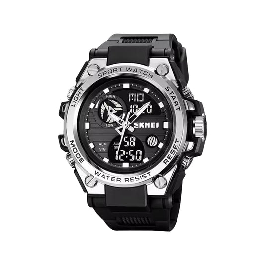 SKMEI 2031 Men’s Analog Digital Sports Watch Silver – Dual Time, Chronograph, EL Light & 50M Water