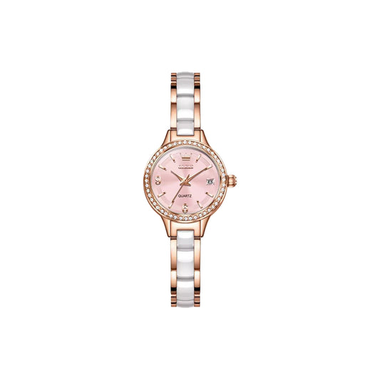 OLEVS 7093 Women’s Luxury Quartz Watch Rose Gold Pink– Stainless Steel Ceramic Bracelet