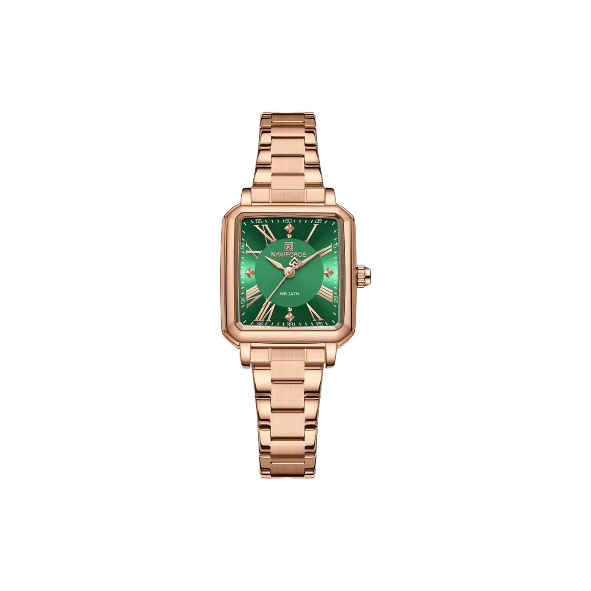 NAVIFORCE NF5065 Women’s Square Quartz Watch Green Dial– Stainless Steel Bracelet