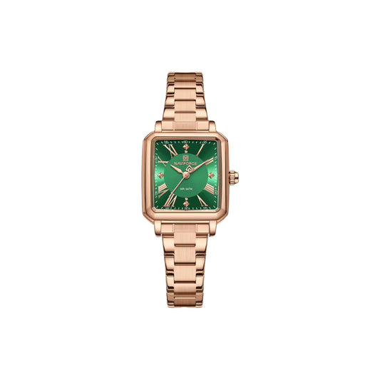 NAVIFORCE NF5065 Women’s Square Quartz Watch Green Dial– Stainless Steel Bracelet