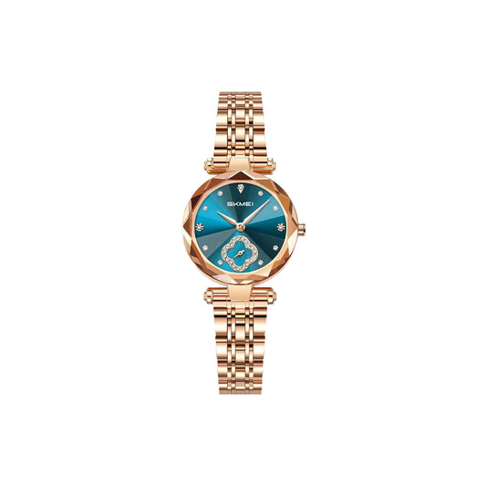 SKMEI 2718 Women’s Elegant Quartz Watch Blue Dial– Stainless Steel Band, 30M Waterproof Ladies Dress Watch