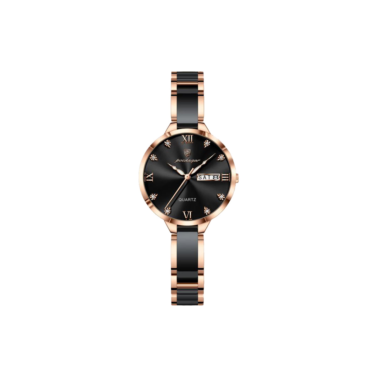 POEDAGAR 506 Women’s Luxury Quartz Watch Black– Luminous, Day Date.
