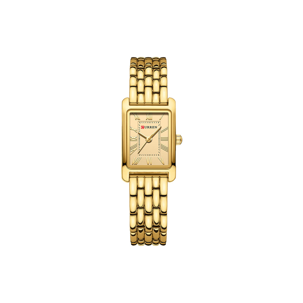 CURREN 9115 Women’s Rectangular Quartz Watch Gold – Roman Numeral Dial