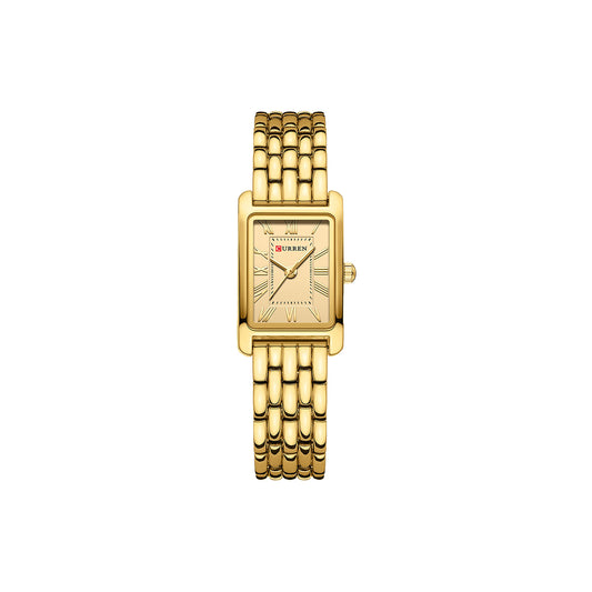 CURREN 9115 Women’s Rectangular Quartz Watch Gold – Roman Numeral Dial