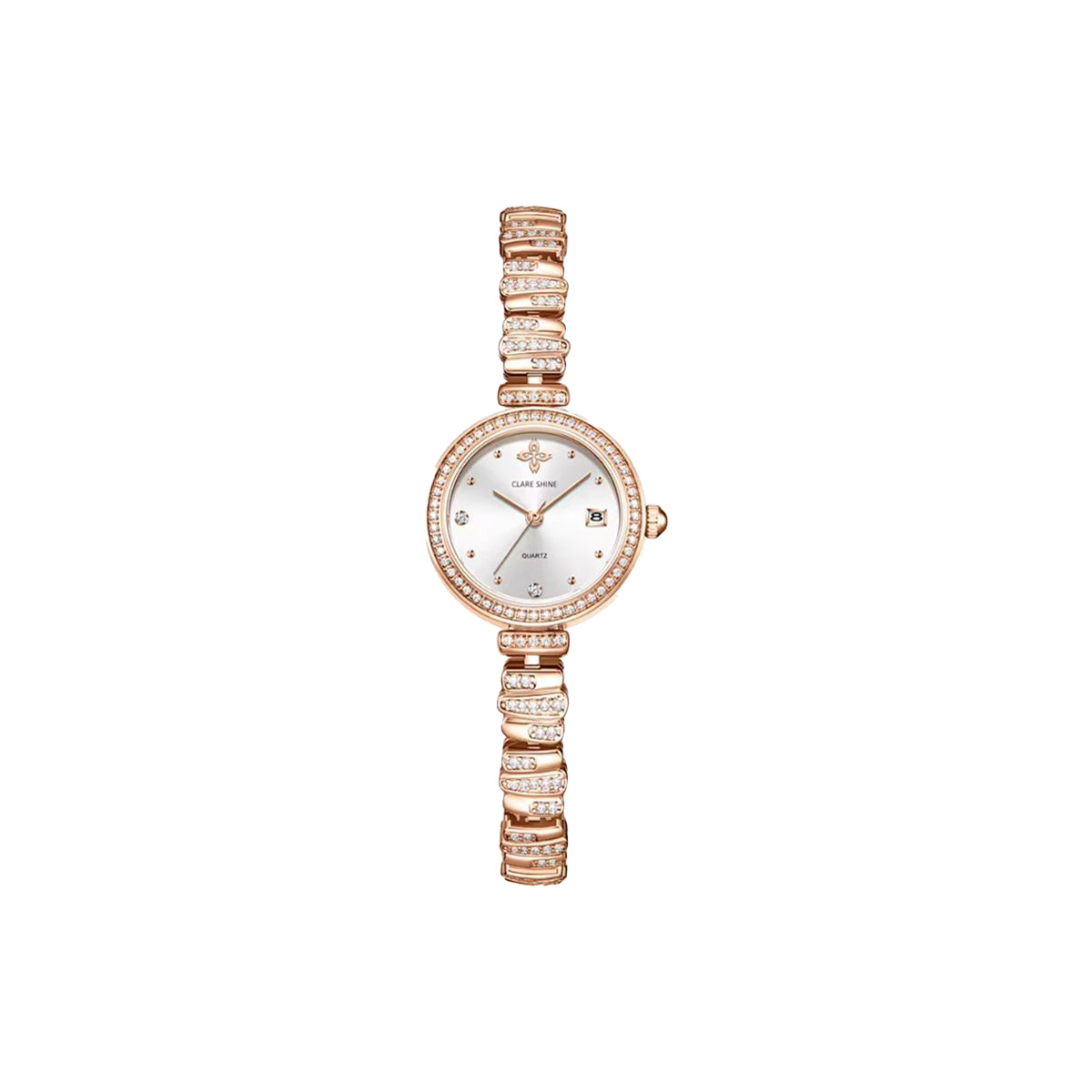 CLARE SHINE 7715 Women’s Luxury Ceramic Quartz Watch Rose Gold White– Luminous Elegant Waterproof Ladies Wristwatch