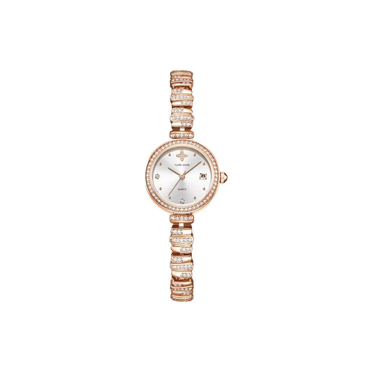 CLARE SHINE 7715 Women’s Luxury Ceramic Quartz Watch Rose Gold White– Luminous Elegant Waterproof Ladies Wristwatch