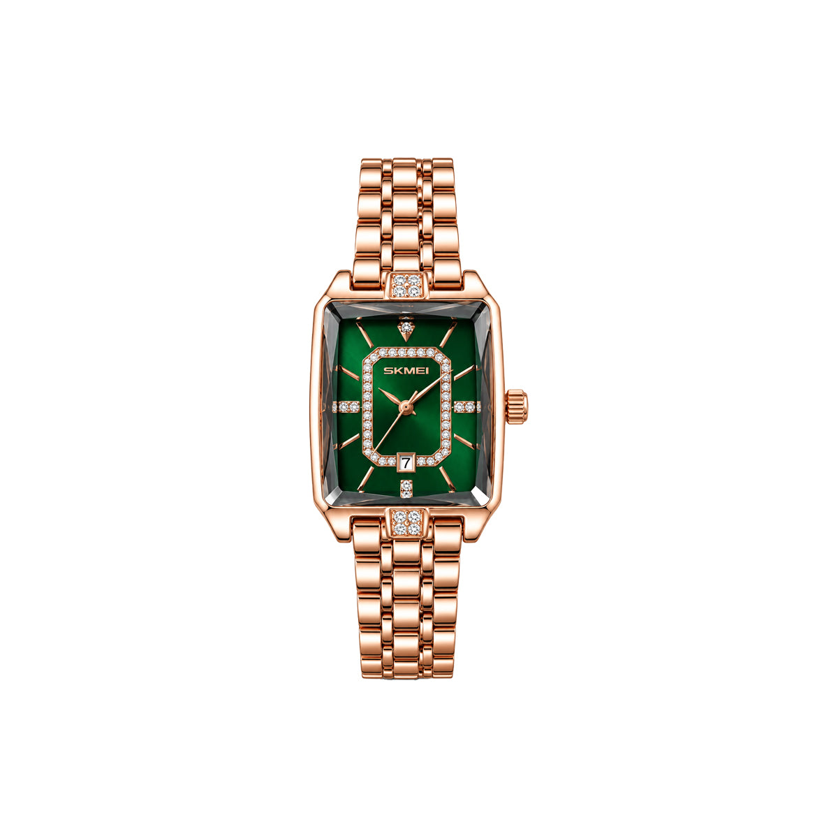 SKMEI 2781 Women’s Elegant Quartz Watch Green Dial– Stainless Steel Bracelet, Date Display