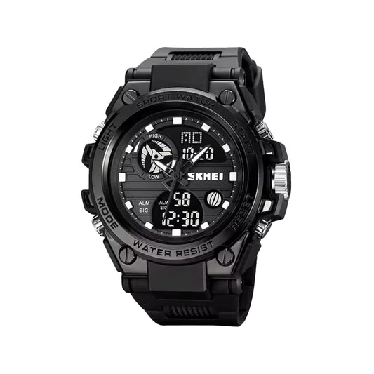 SKMEI 2031 Men’s Analog Digital Sports Watch Black – Dual Time, Chronograph, EL Light & 50M Water