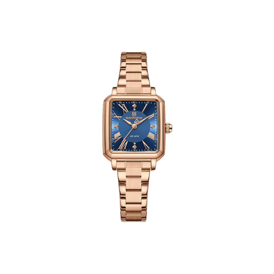 NAVIFORCE NF5065 Women’s Square Quartz Watch Blue Dial– Stainless Steel Bracelet