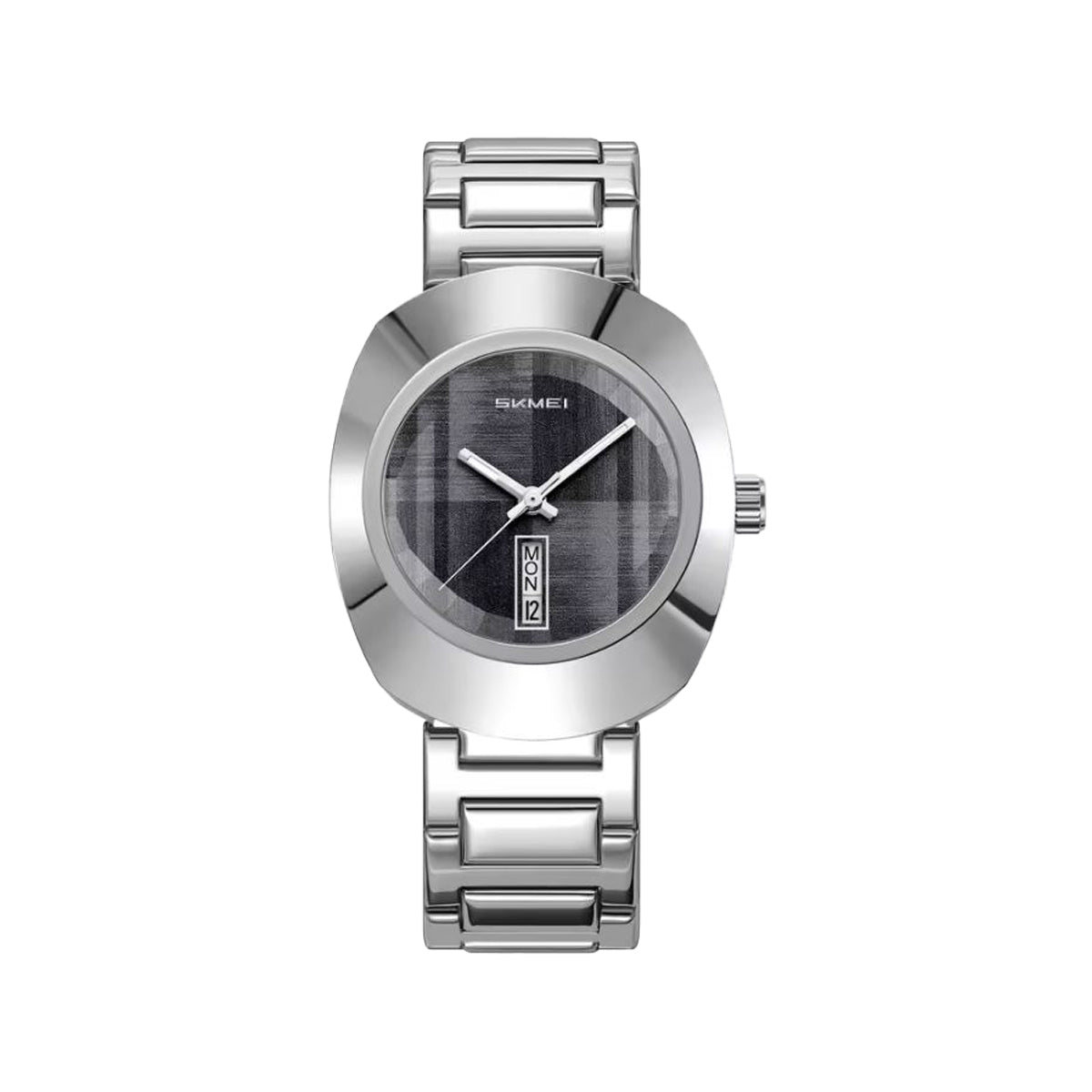 SKMEI 9410 Men’s Retro Oval Quartz Watch Silver Black– Day Date