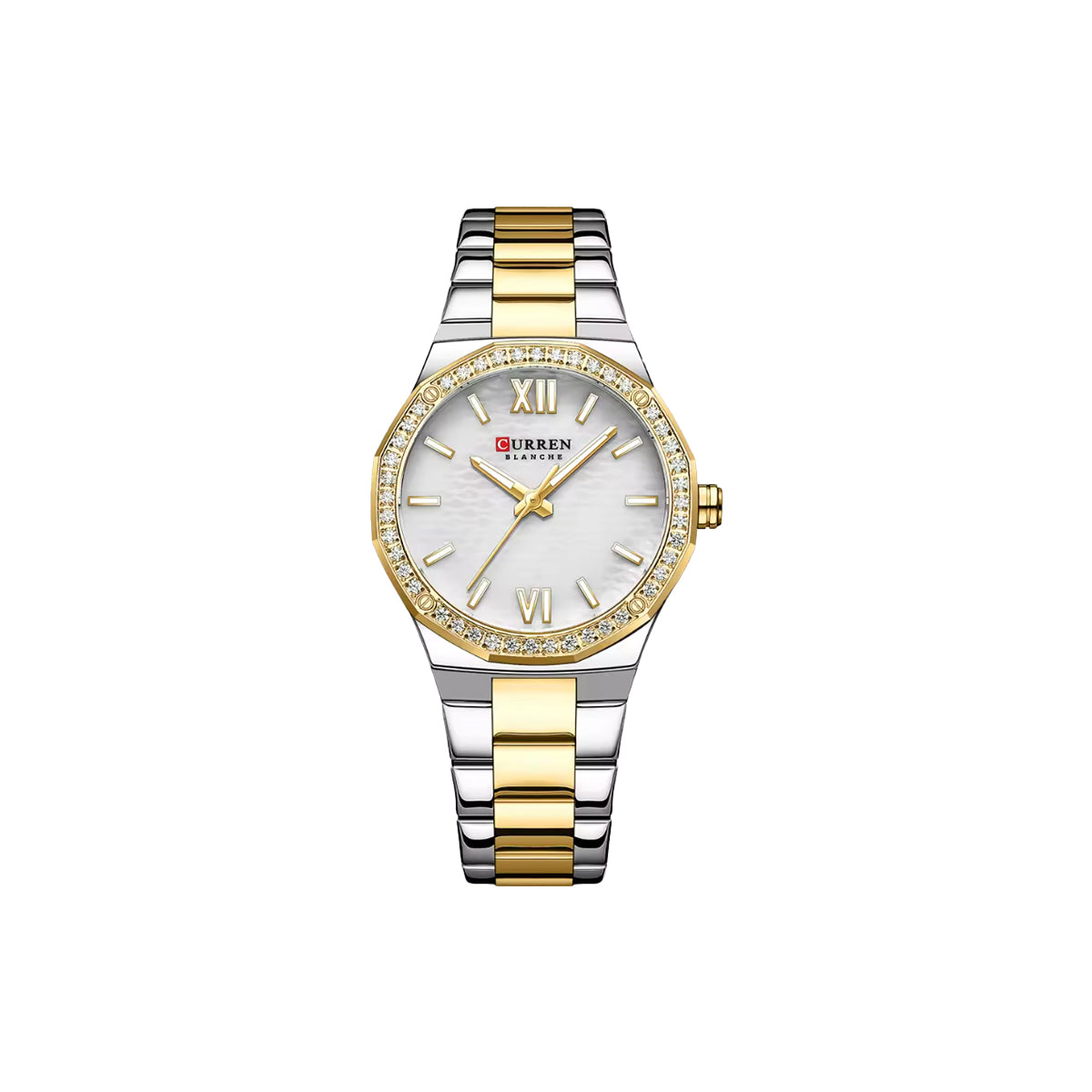 CURREN 9103 Women’s Elegant Quartz Watch Gold White – Oval Case, Luminous Hands & Stainless Steel Bracelet