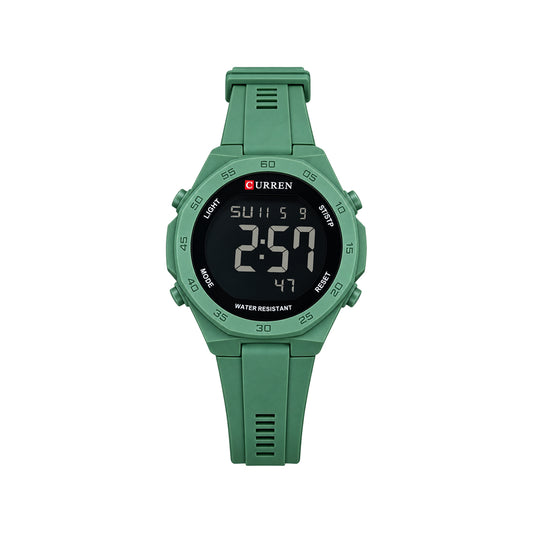 CURREN 6101 Men's Digital Watch Green– Silicone Strap, Alarm & Backlight