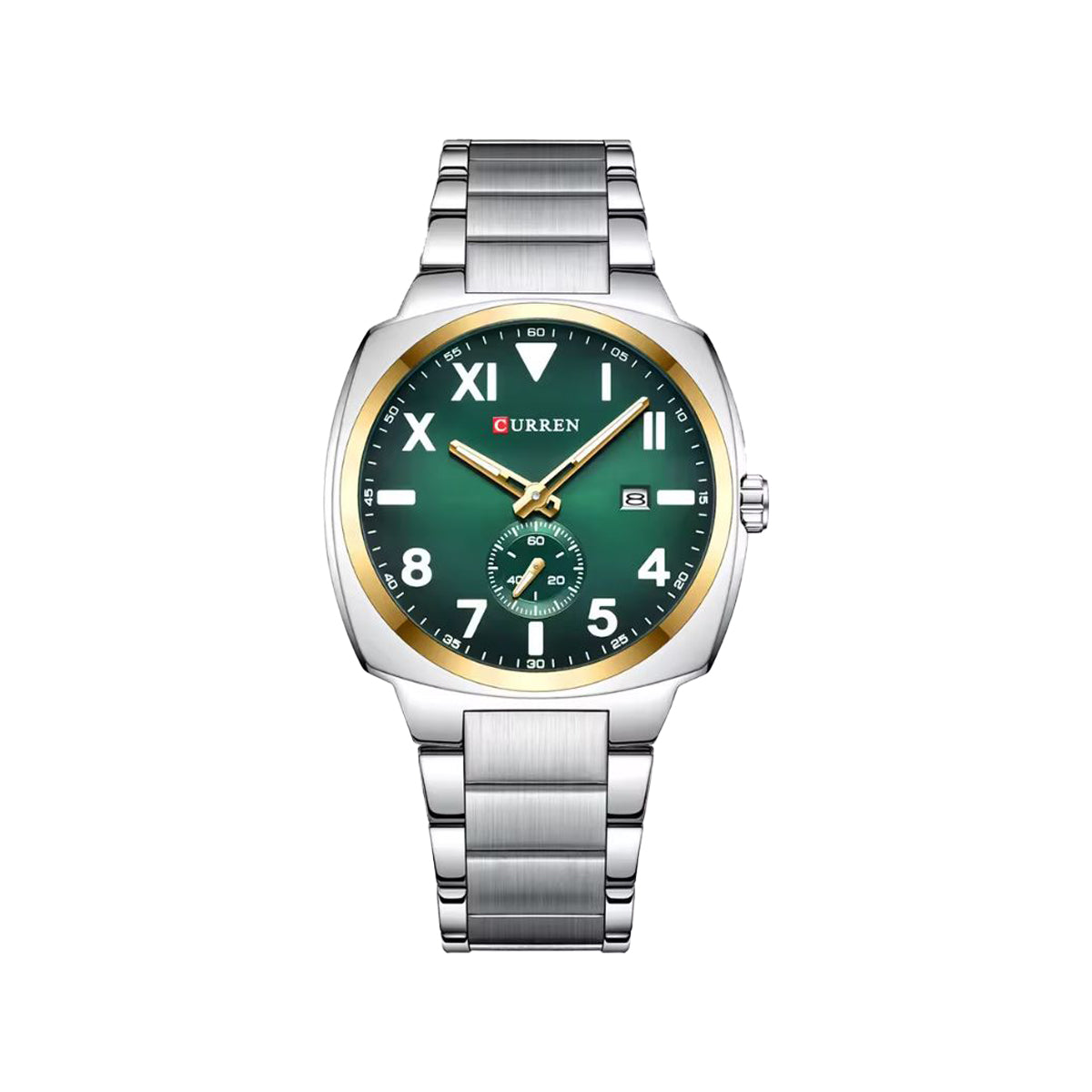 CURREN 8472 Men’s Green Dial Watch – Silver Stainless Steel Bracelet
