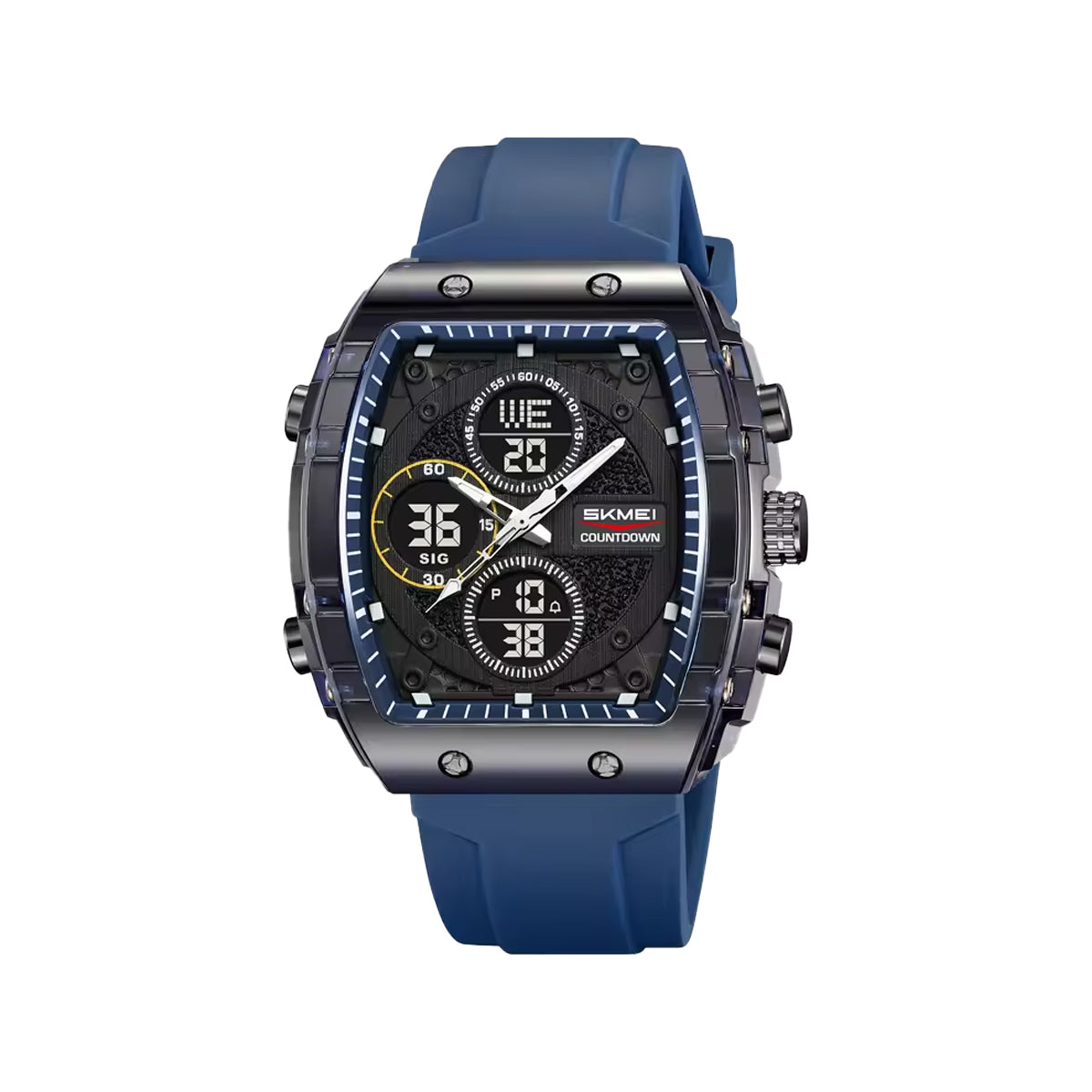 SKMEI 2602 Dual Time Sports Watch Royal Blue– 50M Waterproof Silicone Strap