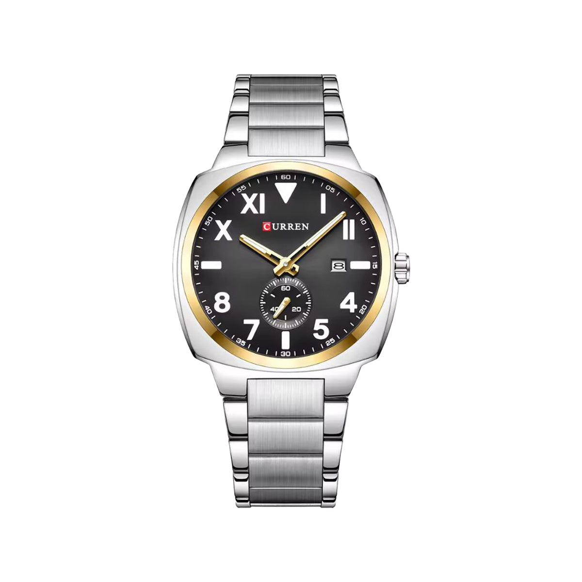 CURREN 8472 Men’s Black Dial Watch – Silver Stainless Steel Bracelet